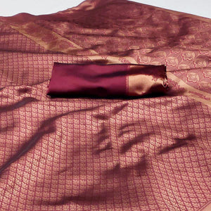 Maroon Woven Banarasi Silk Saree