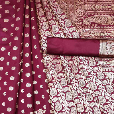 Maroon Woven Banarasi Silk Saree