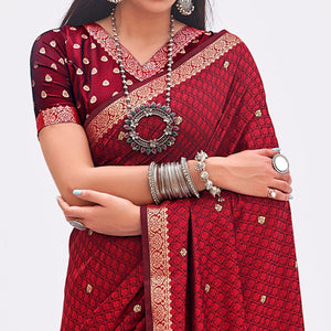 Maroon Woven Banarasi Silk Saree