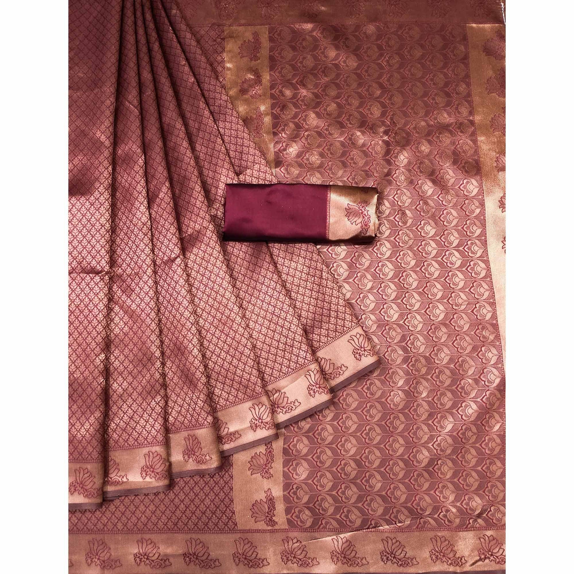 Maroon Woven Banarasi Silk Saree