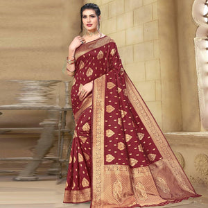 Maroon Woven Cotton Silk Saree
