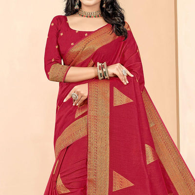 Maroon Woven Cotton Silk Saree