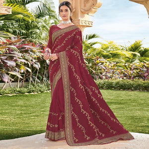 Maroon Woven Georgette Saree
