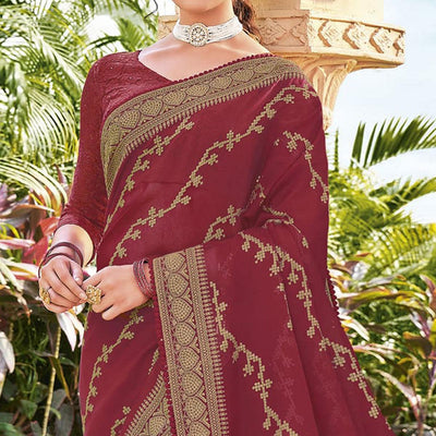 Maroon Woven Georgette Saree