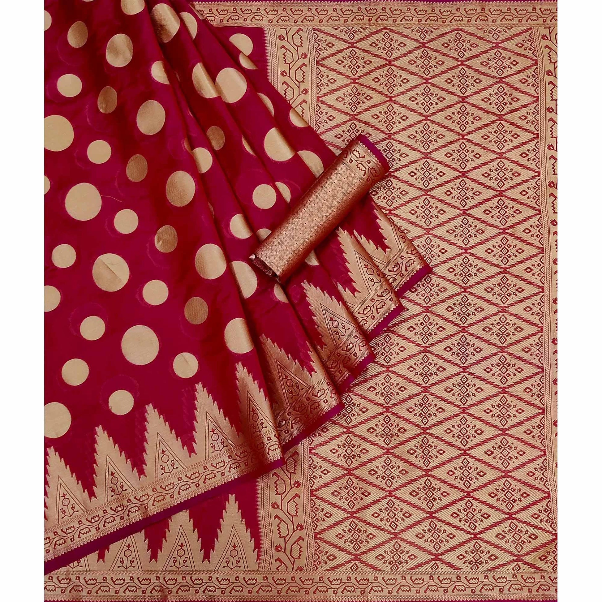 Maroon Woven Organza Saree