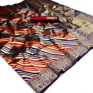 Maroon Woven Silk Saree