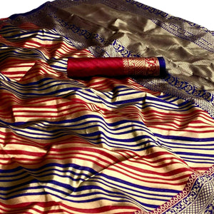 Maroon Woven Silk Saree