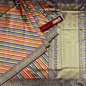 Maroon Woven Silk Saree