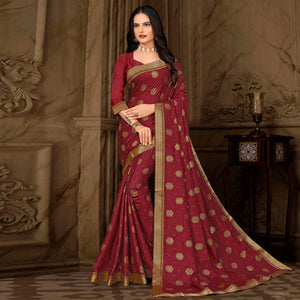 Maroon Woven Vichitra Silk Saree