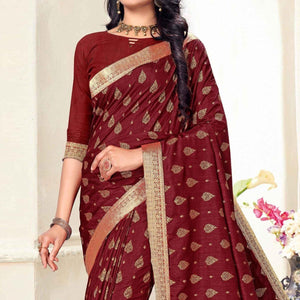 Maroon Woven Vichitra Silk Saree
