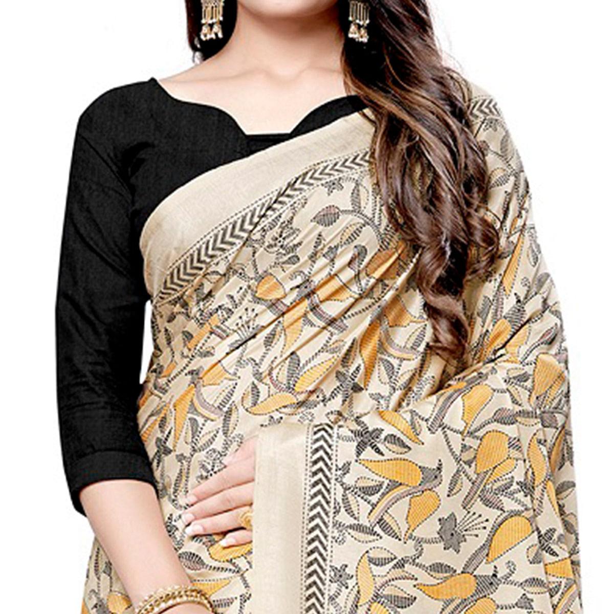 Marvellous Beige Colored Casual Printed Silk Saree