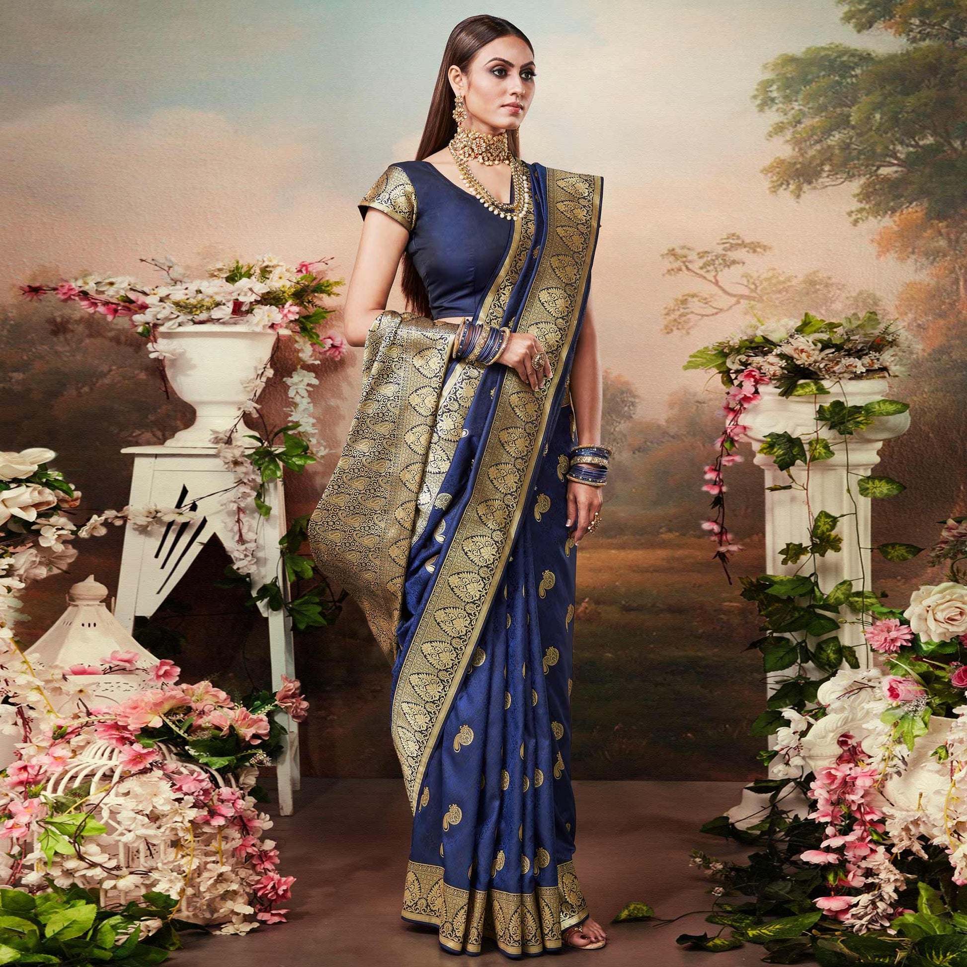 Marvellous Blue Colored Festive Wear Woven Banarasi Silk Saree