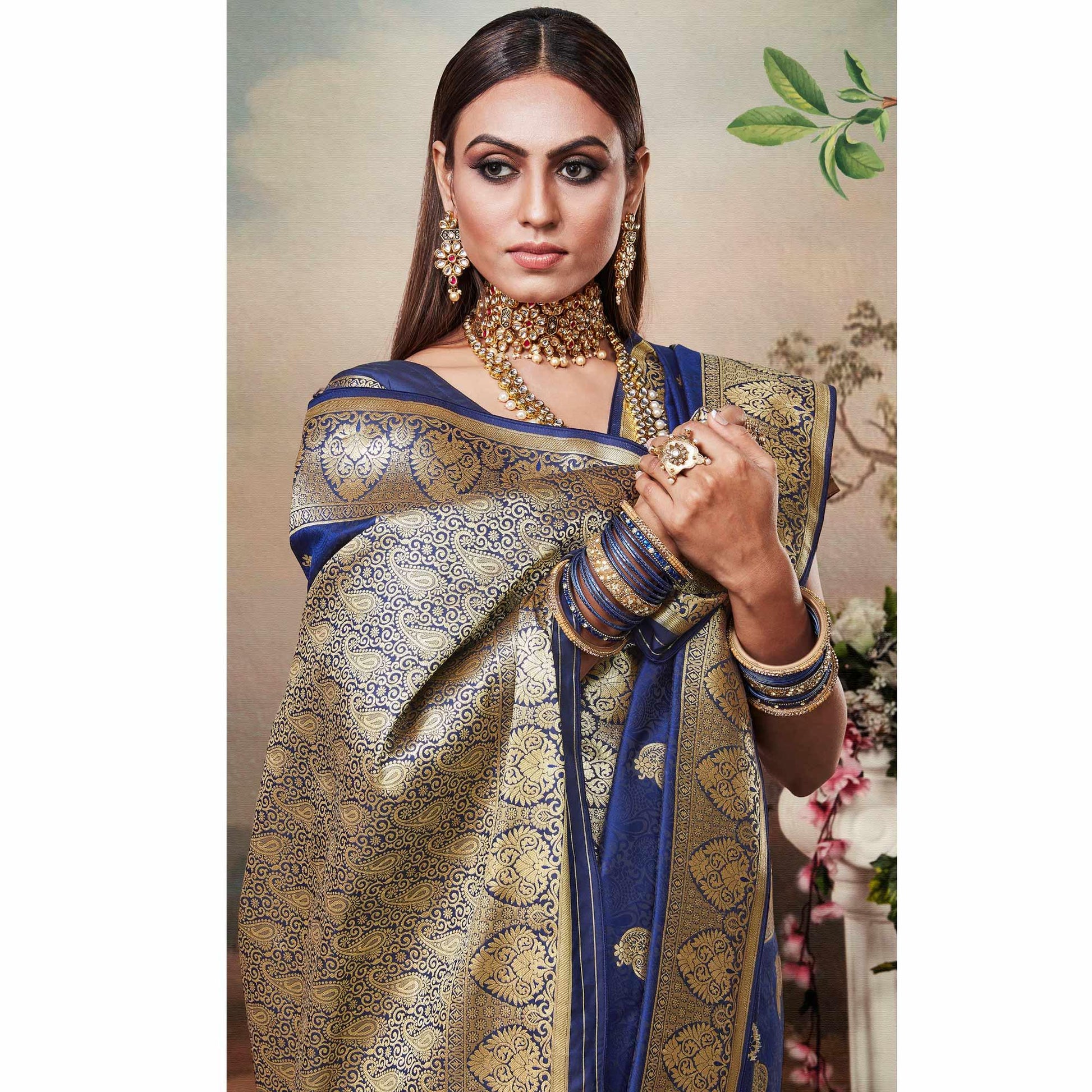 Marvellous Blue Colored Festive Wear Woven Banarasi Silk Saree