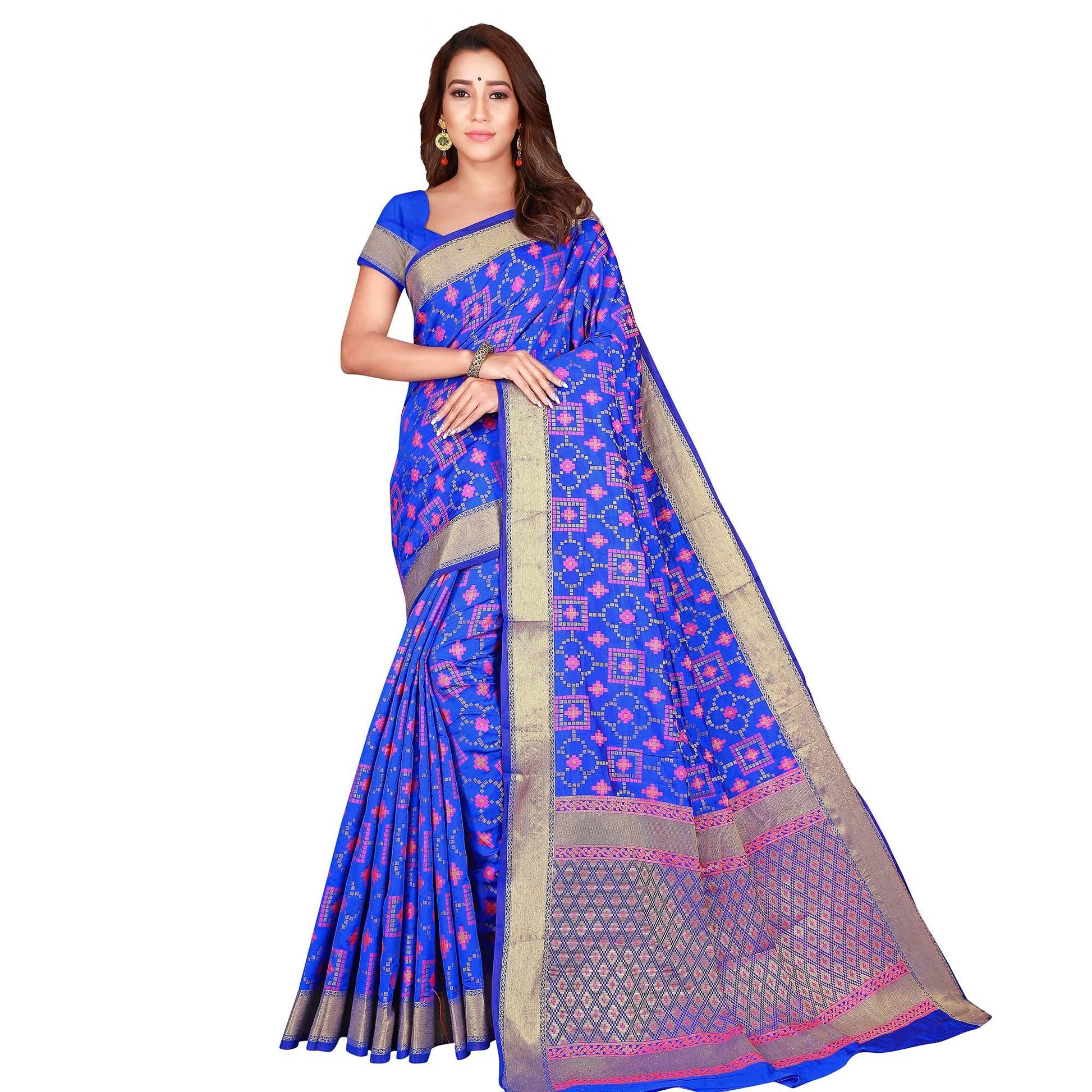 Marvellous Blue Colored Festive Wear Woven Patola Silk Saree