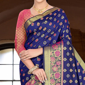 Marvellous Blue Colored Festive Wear Woven Silk Saree