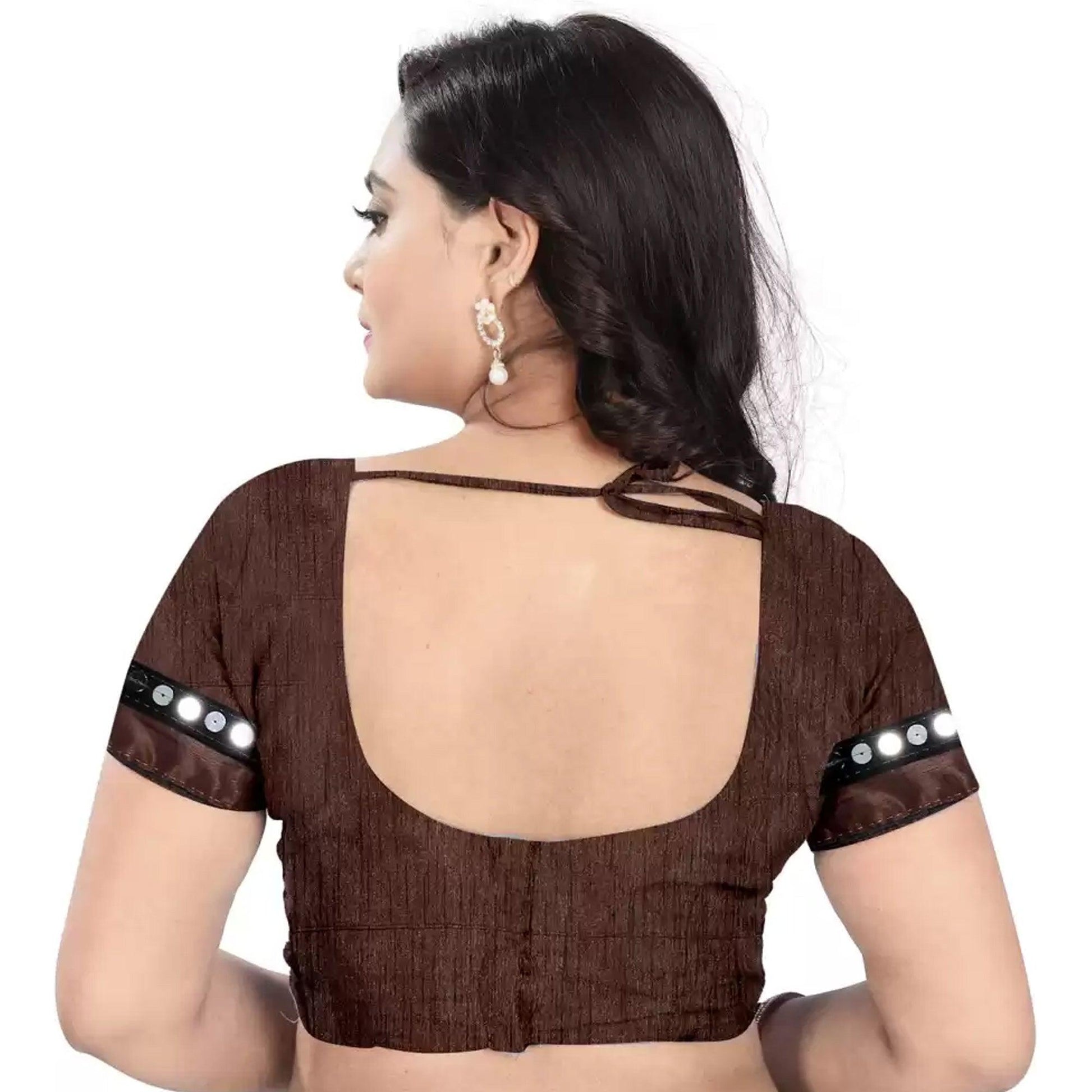 Marvellous Brown-Black Colored Casual Wear Floral Ruffle Art Silk Saree