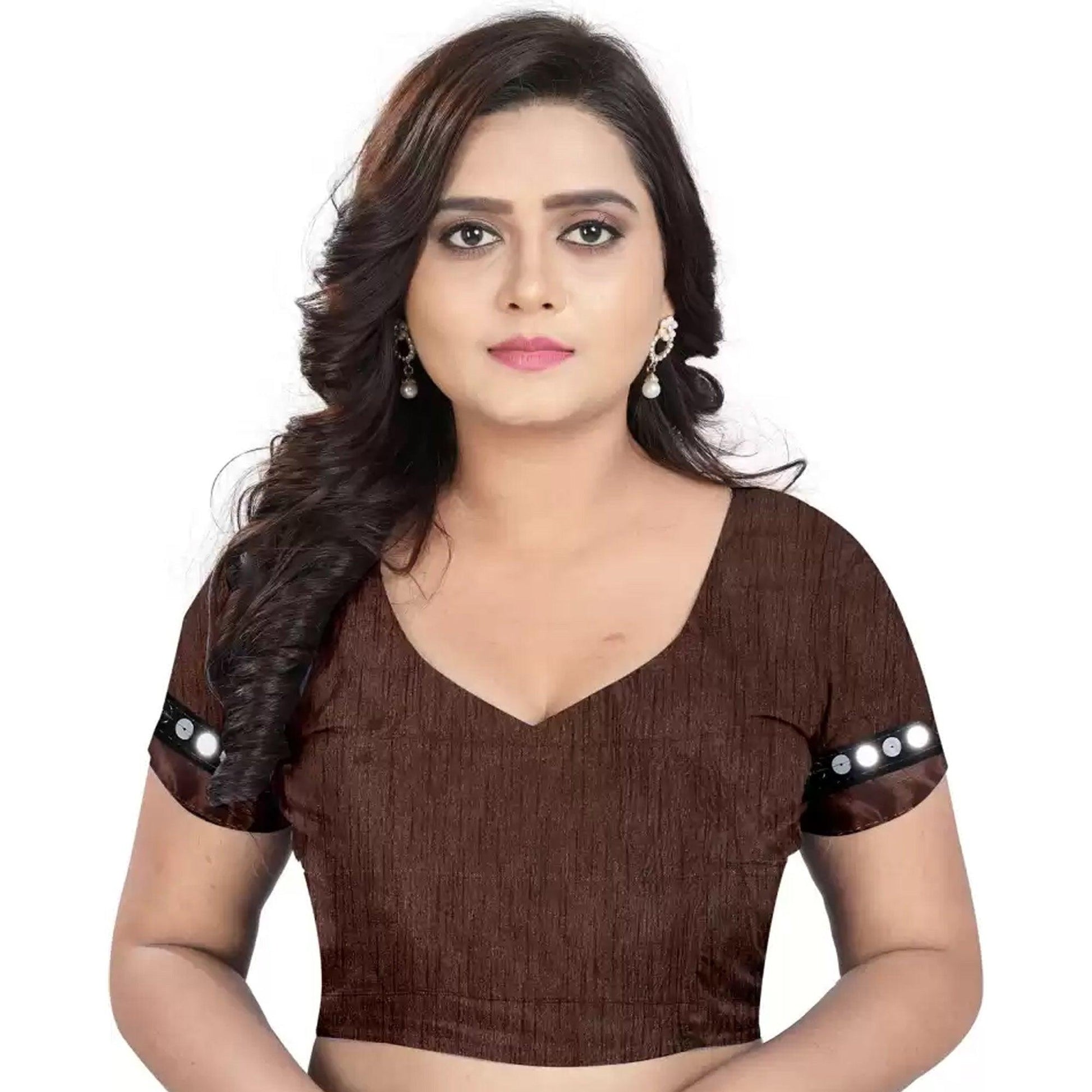 Marvellous Brown-Black Colored Casual Wear Floral Ruffle Art Silk Saree