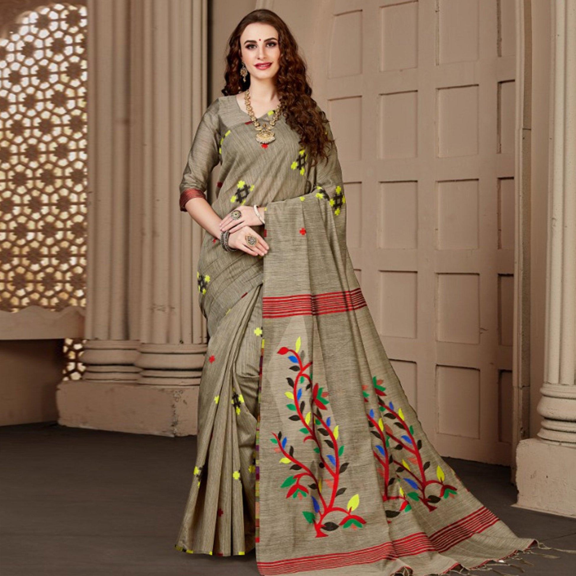 Marvellous Chiku Colored Festive Wear Woven Art Silk Saree