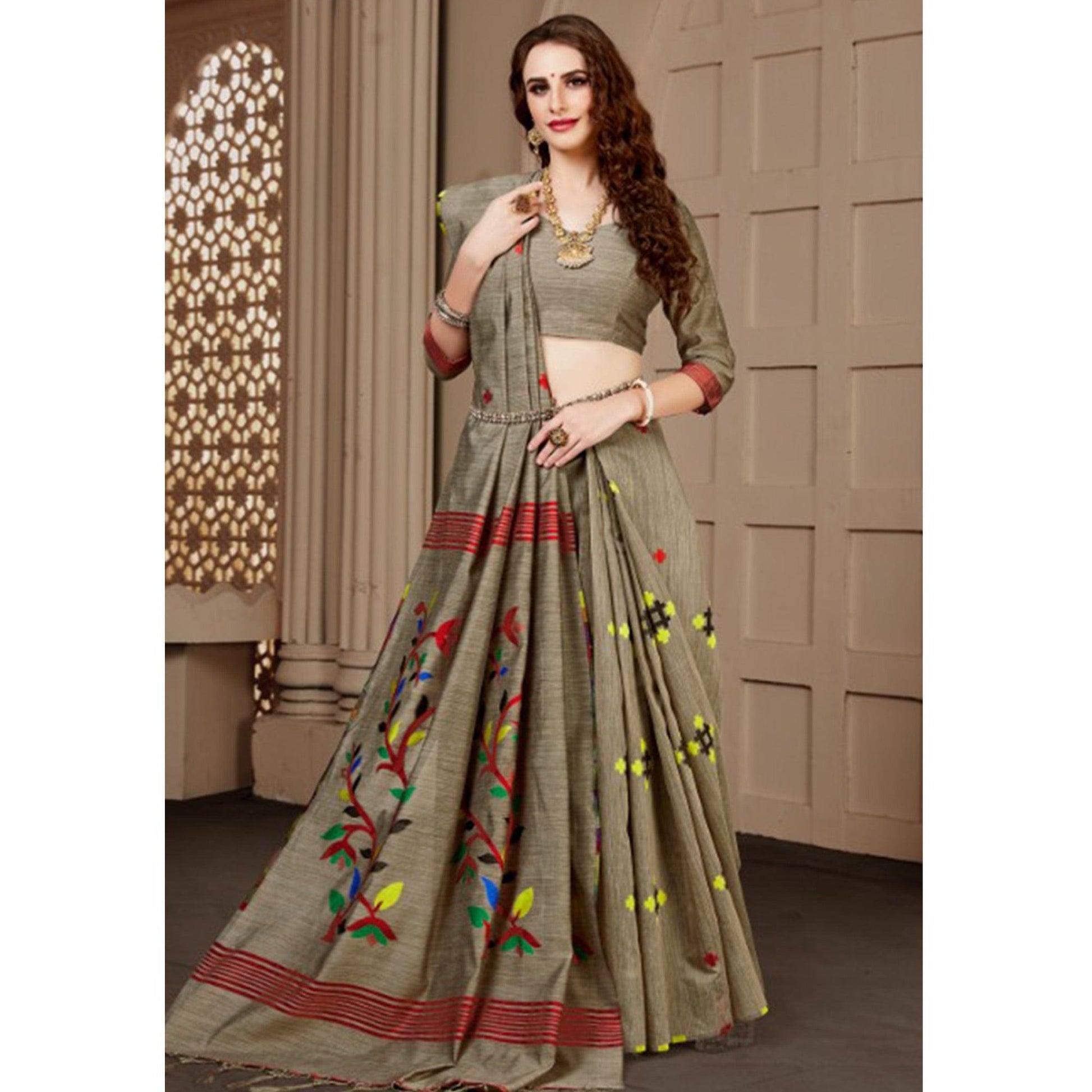 Marvellous Chiku Colored Festive Wear Woven Art Silk Saree