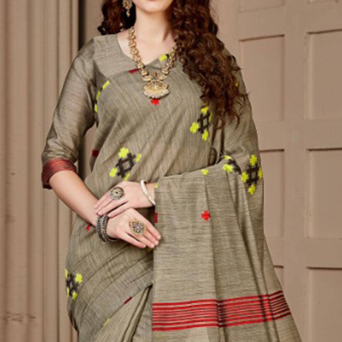Marvellous Chiku Colored Festive Wear Woven Art Silk Saree