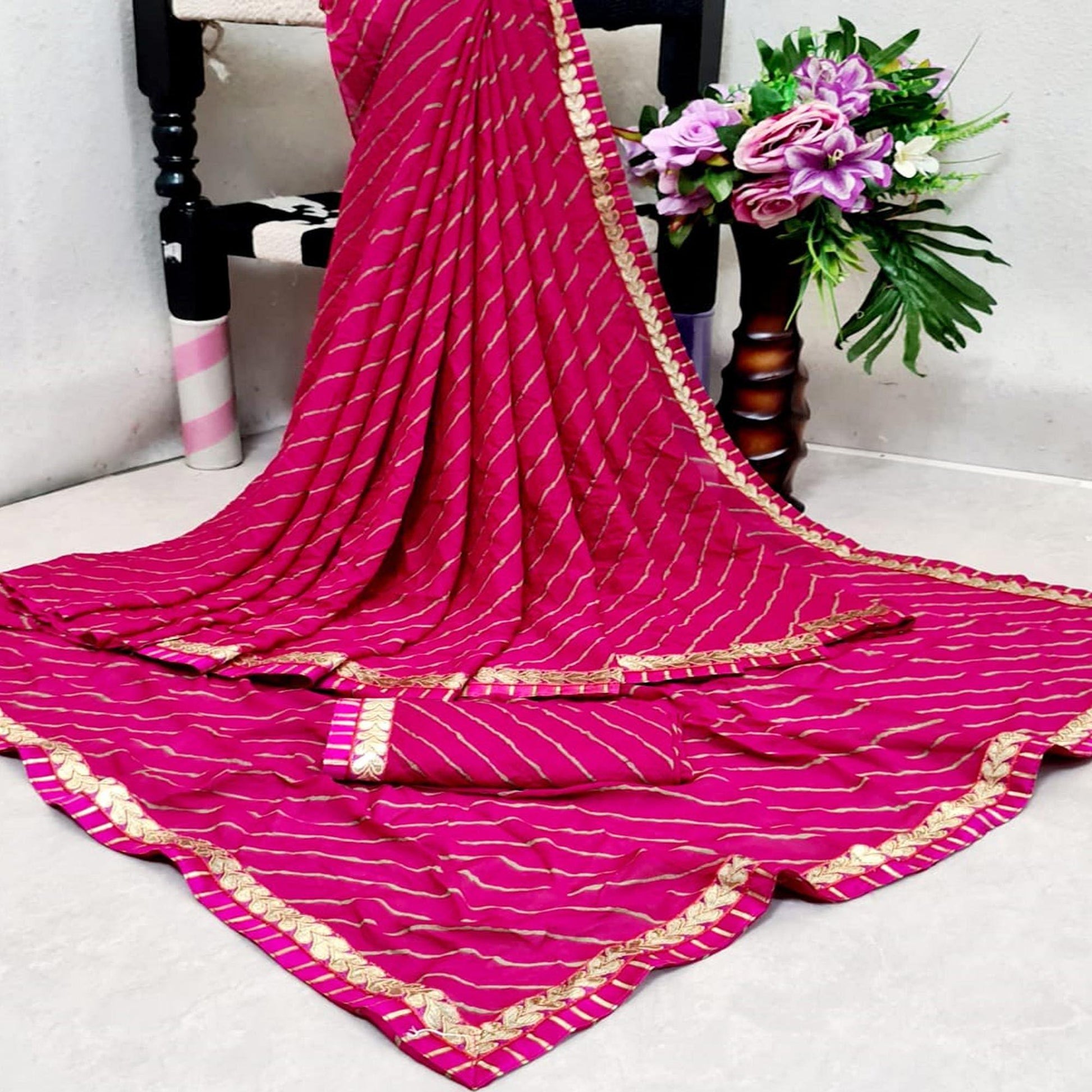 Marvellous Dark Pink Colored Casual Printed Moss Georgette Saree