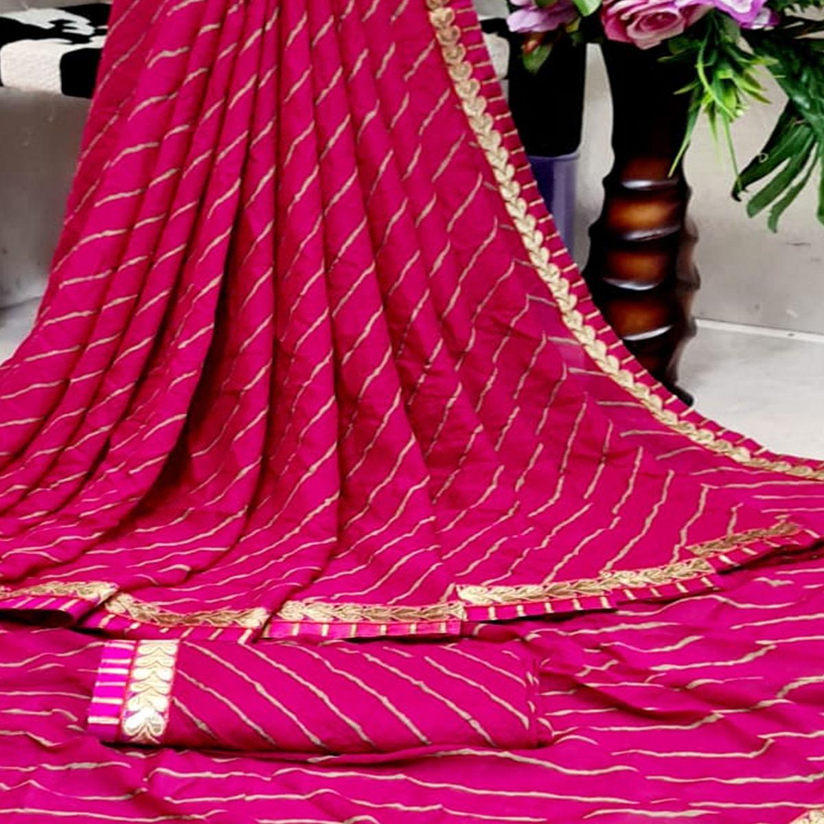Marvellous Dark Pink Colored Casual Printed Moss Georgette Saree