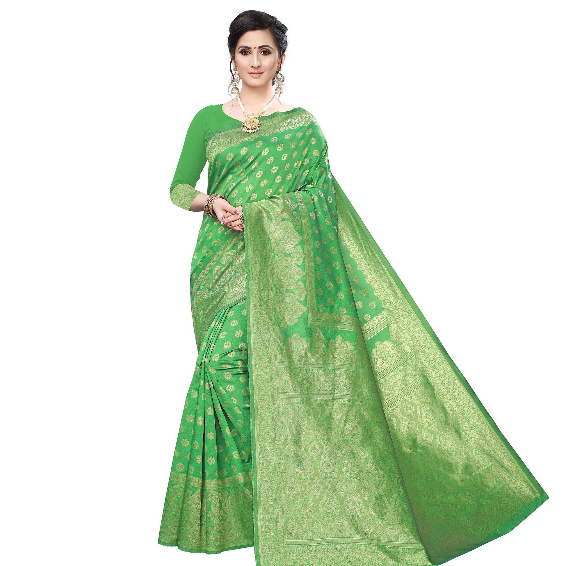 Marvellous Green Colored Festive Wear Woven Art Silk Saree