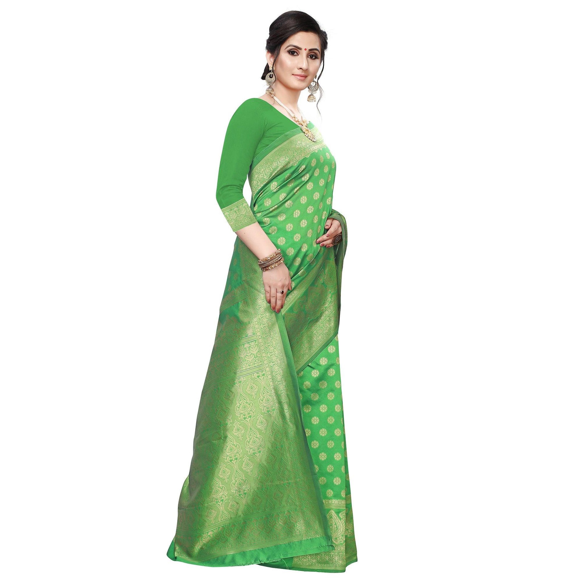 Marvellous Green Colored Festive Wear Woven Art Silk Saree