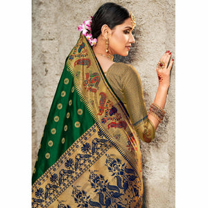Marvellous Green Coloured Woven Festive Wear Banarasi Silk Saree