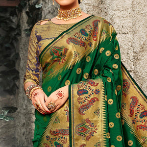 Marvellous Green Coloured Woven Festive Wear Banarasi Silk Saree