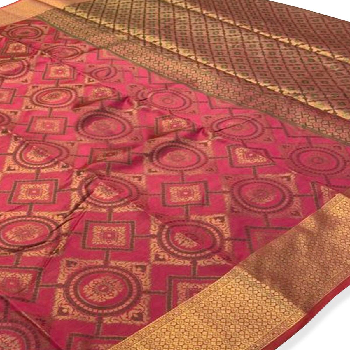 Marvellous Pink Colored Festive Wear Woven Silk Saree