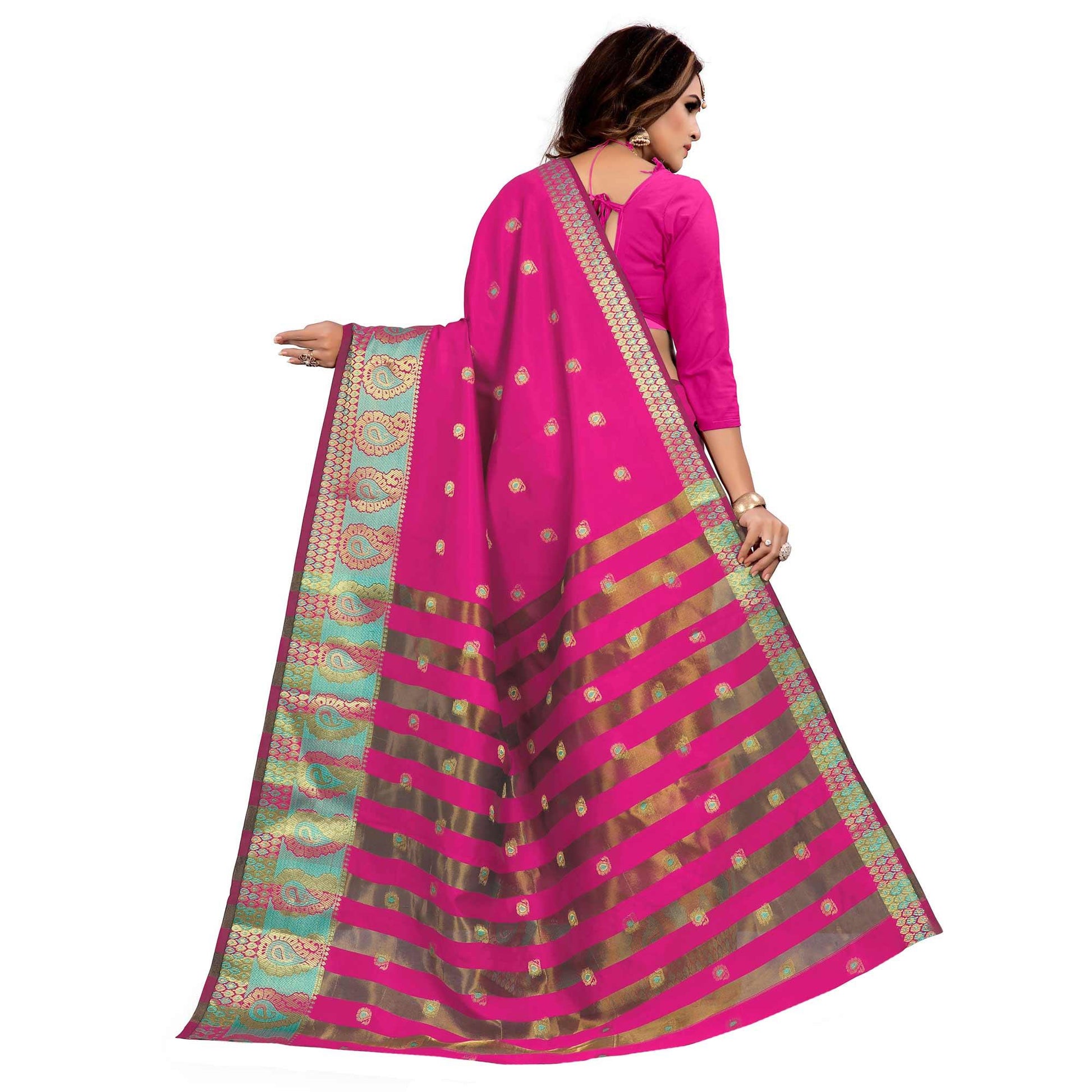 Marvellous Pink Colored Festive Wear Woven Silk Saree