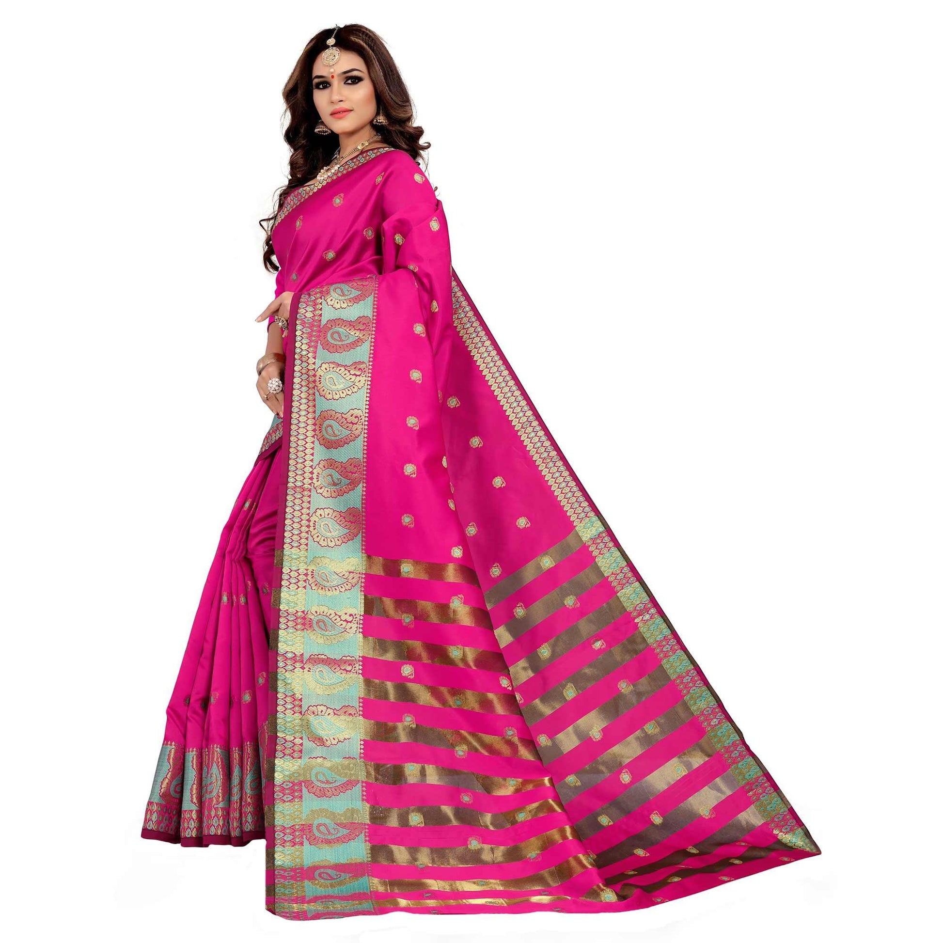 Marvellous Pink Colored Festive Wear Woven Silk Saree