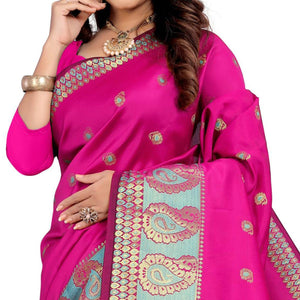 Marvellous Pink Colored Festive Wear Woven Silk Saree