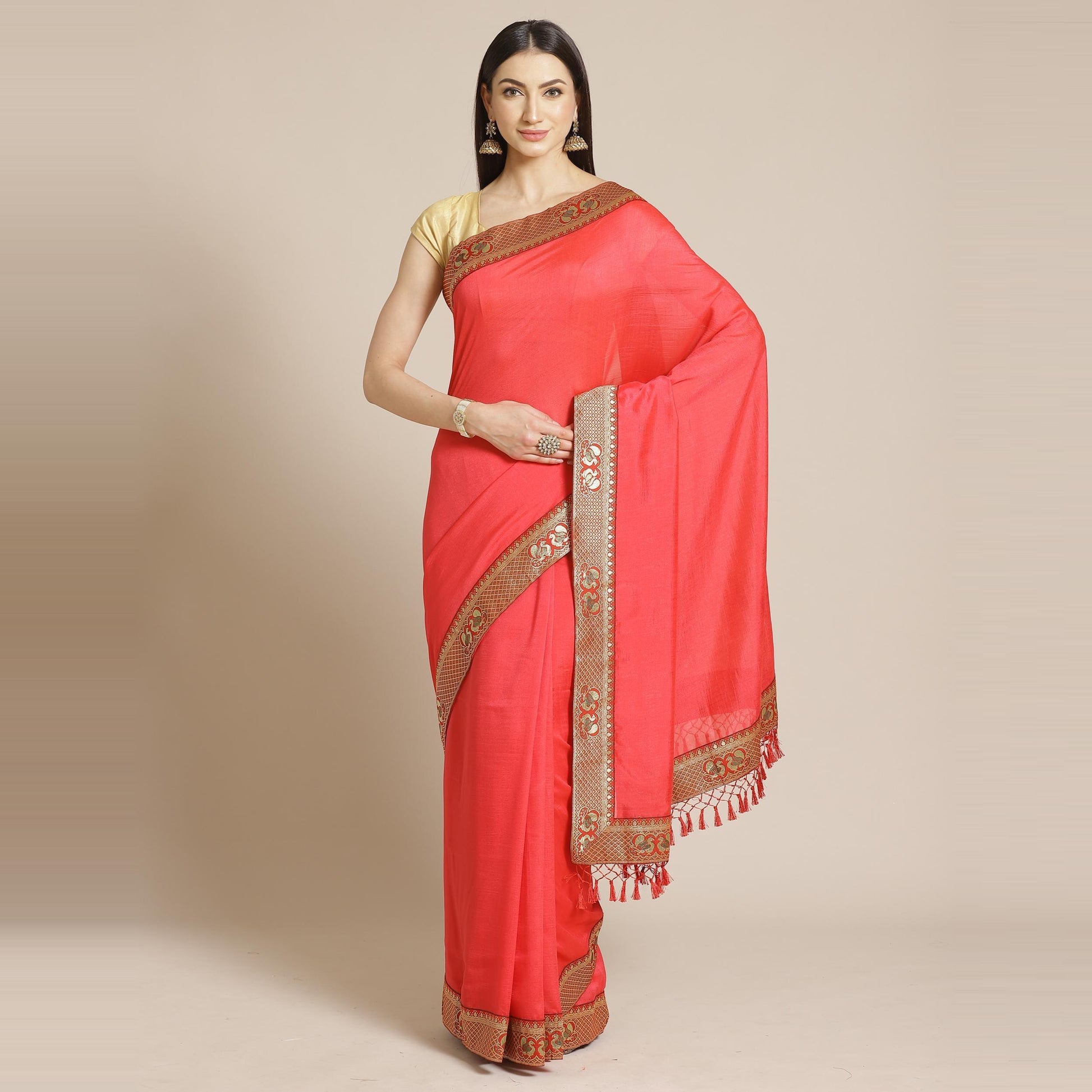 Marvellous Pink Colored Festive Woven Silk Blend Saree