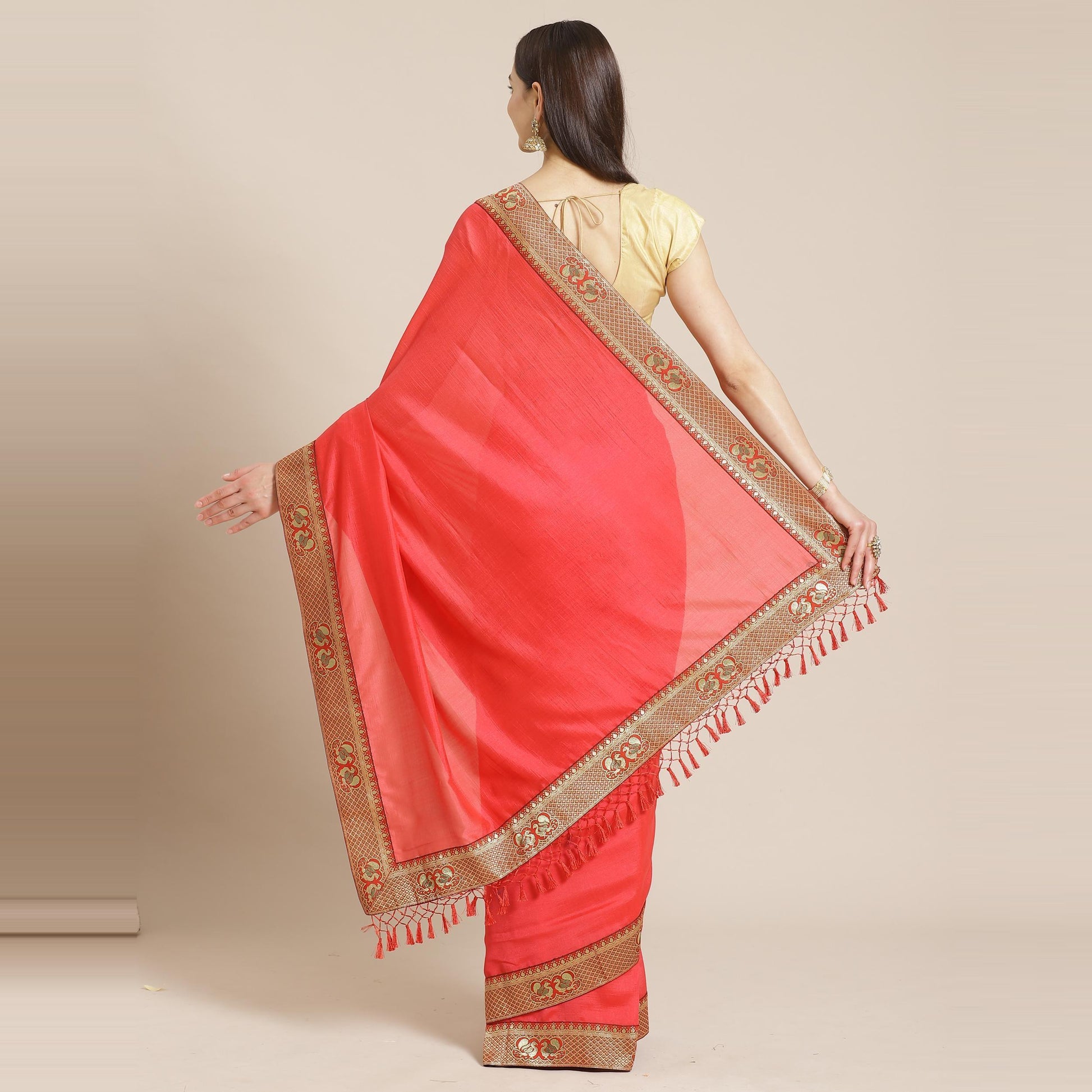Marvellous Pink Colored Festive Woven Silk Blend Saree