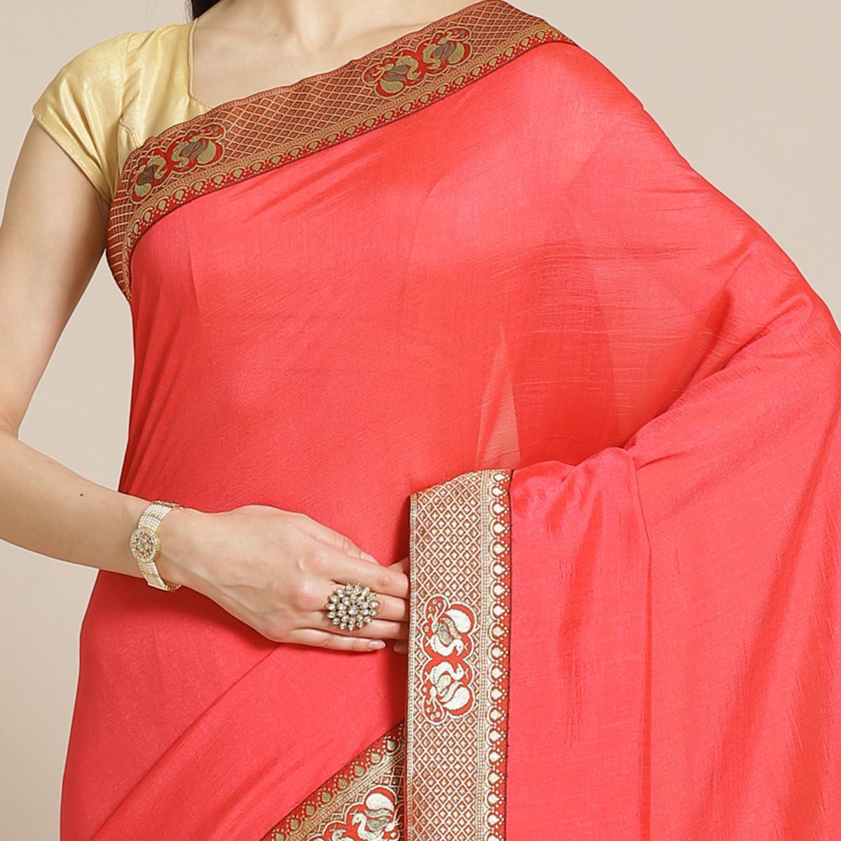 Marvellous Pink Colored Festive Woven Silk Blend Saree