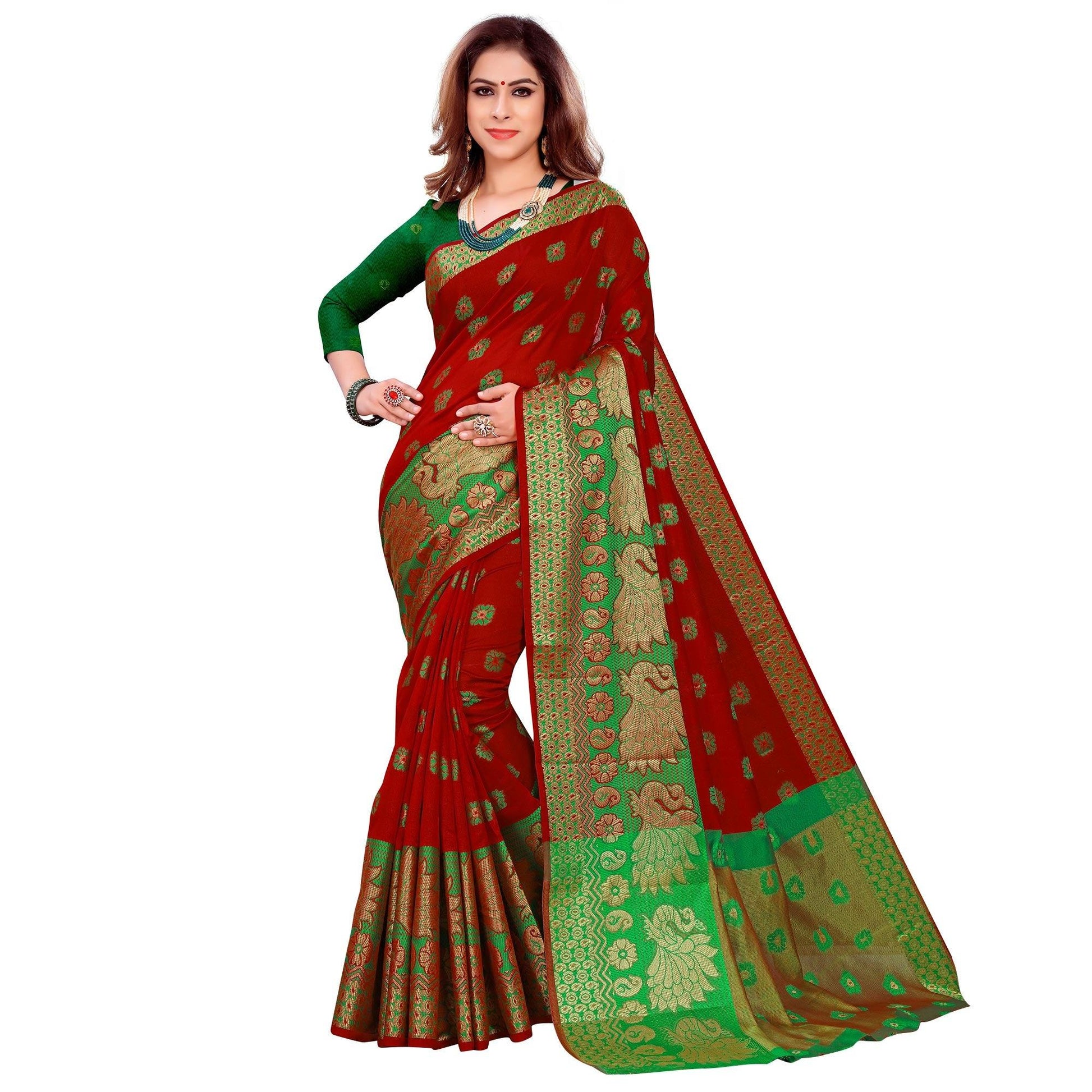 Marvellous Red Colored Festive Wear Woven Art Silk Saree