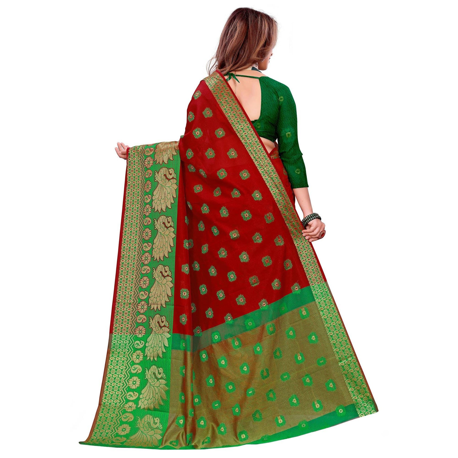 Marvellous Red Colored Festive Wear Woven Art Silk Saree