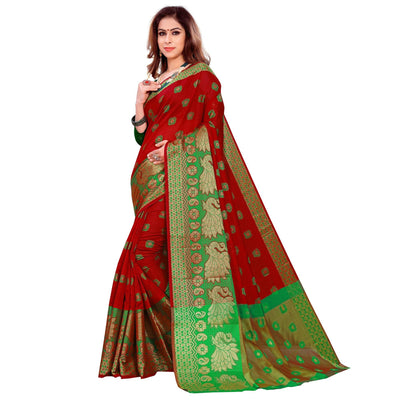 Marvellous Red Colored Festive Wear Woven Art Silk Saree