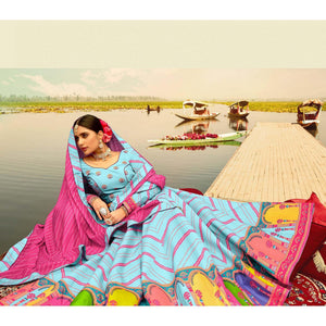 Marvellous Sky Blue Coloured Wedding Wear Designer Stone Work Heavy Silk Lehenga Choli