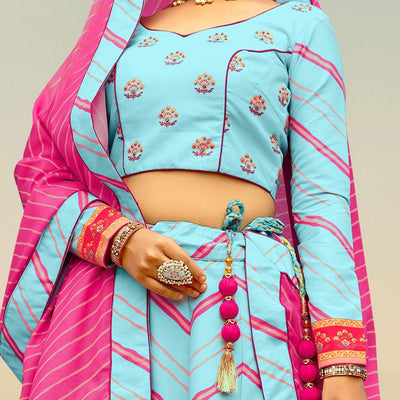 Marvellous Sky Blue Coloured Wedding Wear Designer Stone Work Heavy Silk Lehenga Choli