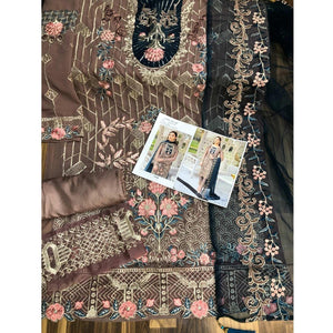 Matalic Festive Wear Floral Embroidered Straight Style Faux Georgette Palazzo Suit