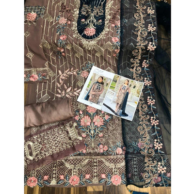 Matalic Festive Wear Floral Embroidered Straight Style Faux Georgette Palazzo Suit