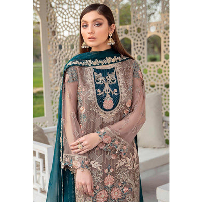 Matalic Festive Wear Floral Embroidered Straight Style Faux Georgette Palazzo Suit