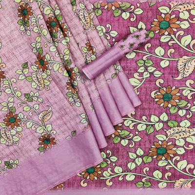 Mauve Casual Wear Digital Floral Printed Cotton Silk Saree