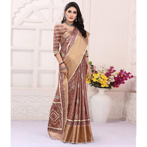 Mauve Casual Wear Digital Printed Cotton Silk Saree