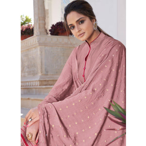 Mauve Casual Wear Embroidered Pure Modal Viscose Palazzo Suit