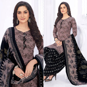 Mauve Casual Wear Printed Cotton Dress Material