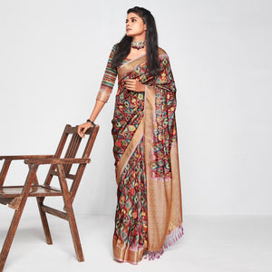 Mauve Casual Wear Printed Soft Art Silk Saree